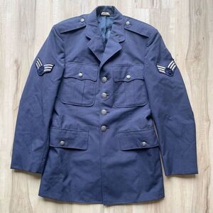 Vintage 70s Dress Blue USAF Air Force Wool Uniform Jacket 39R Patches "Tropical"